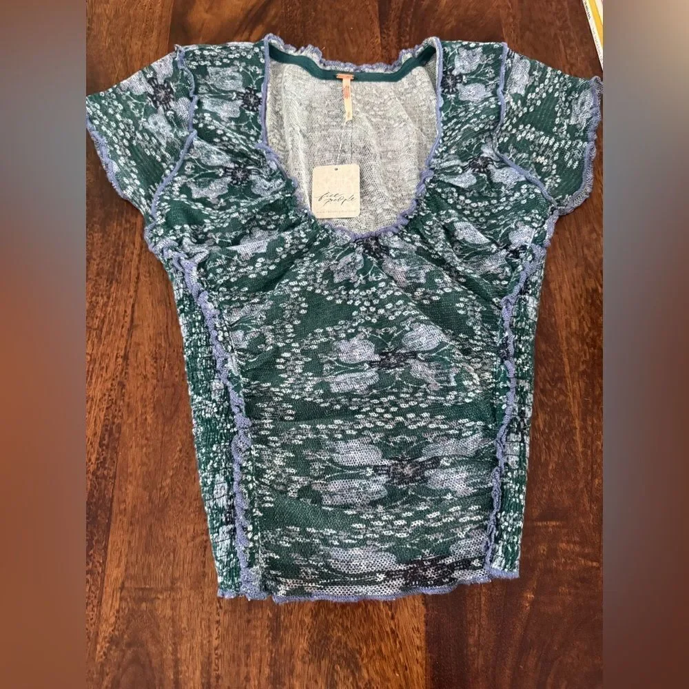 Free People Oh My Baby Tee - Seagrass Combo
